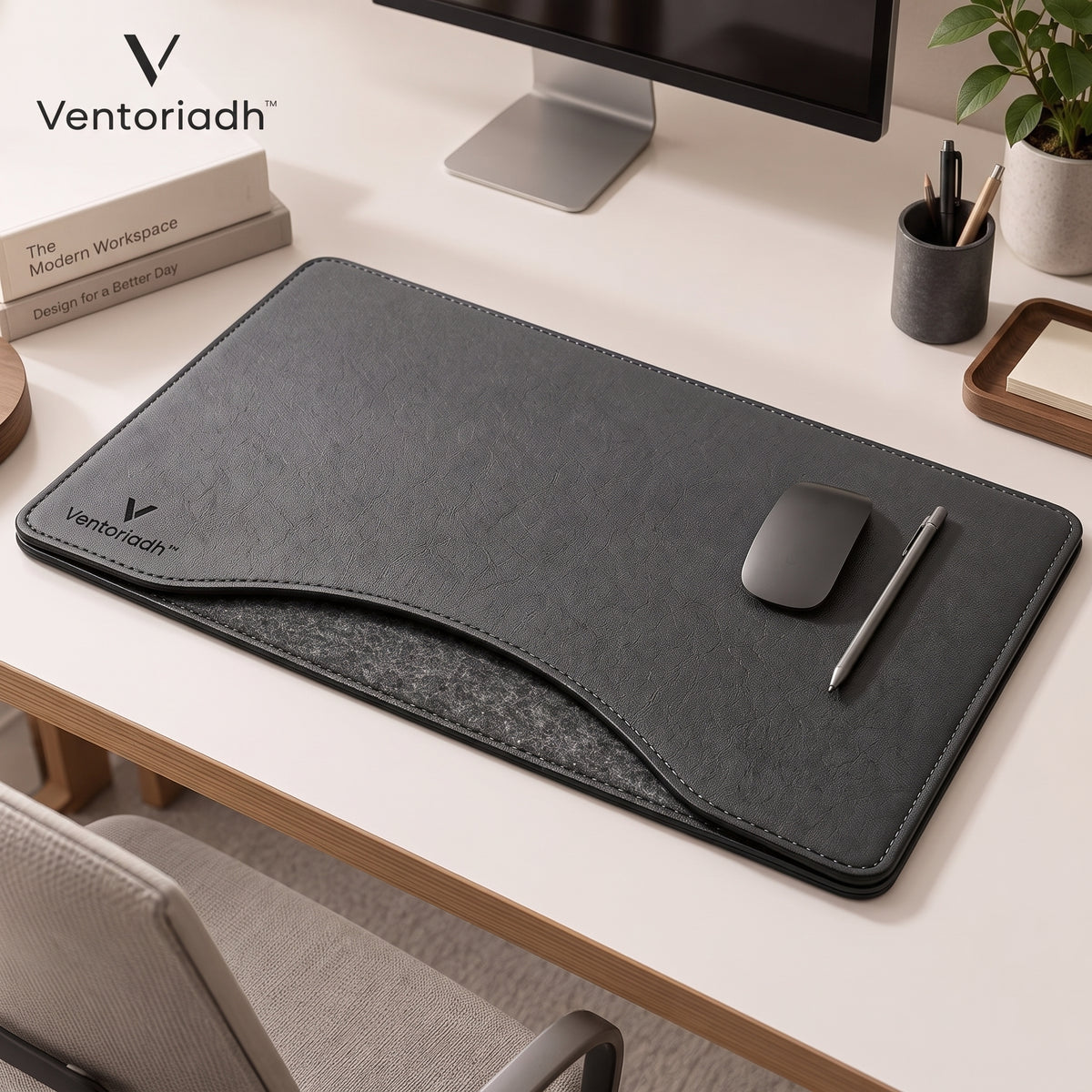 Ventoriadh™ Premium Desk Mat | Leather-Look Workspace Pad with Soft Felt Base for Laptop, Keyboard & Mouse