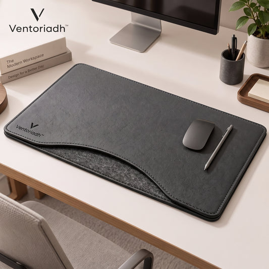Ventoriadh™ Premium Desk Mat | Leather-Look Workspace Pad with Soft Felt Base for Laptop, Keyboard & Mouse
