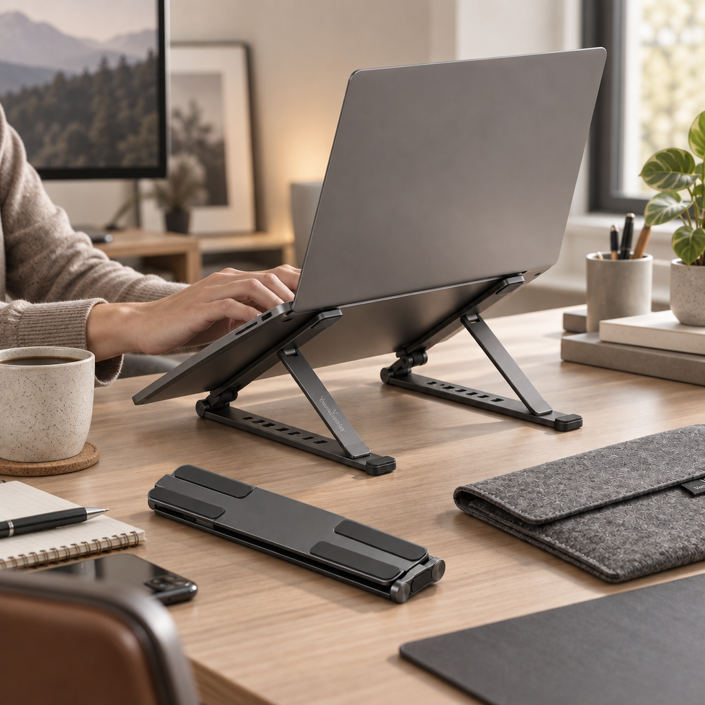 Ventoriadh™ Adjustable Foldable Laptop Stand | Portable Ergonomic Desk Riser for 13–16 Inch Laptops