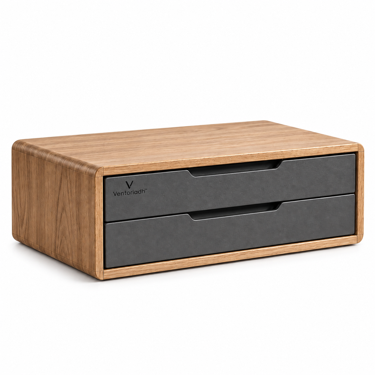 Ventoriadh™ 2-Drawer Desktop Organizer | Wood-Grain Office Storage Cabinet & Desk Riser